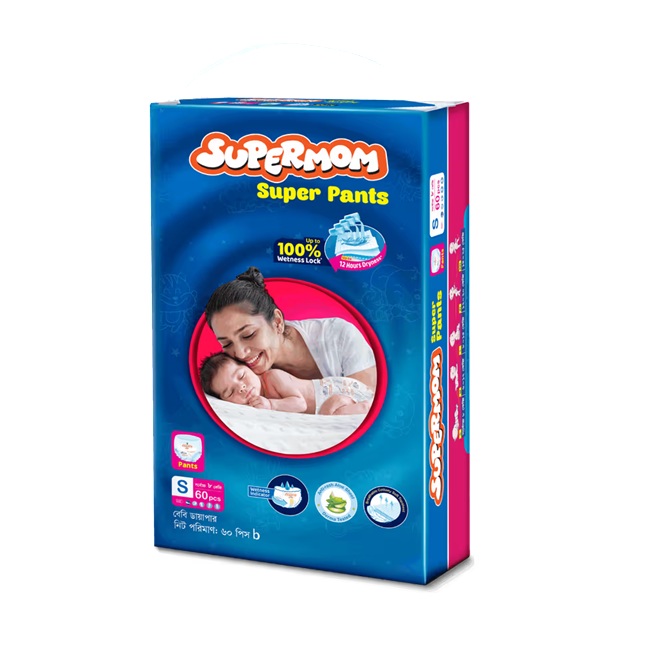 Supermom Baby Pant Diaper Small (0-8) kg Super Saver Pack 60pcs
