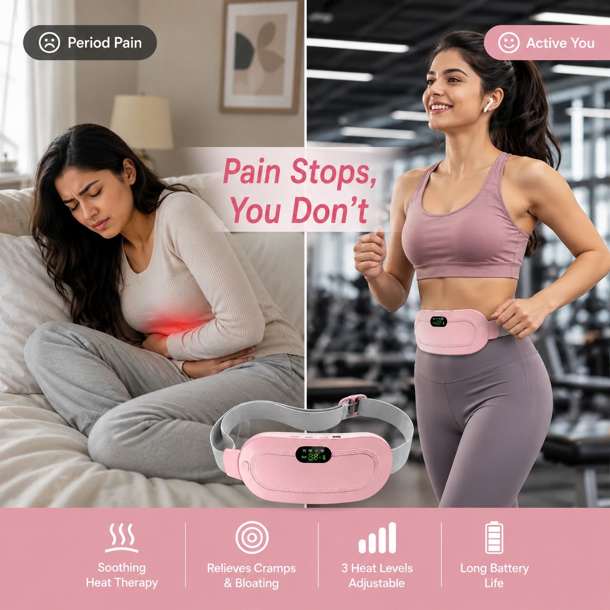 Portable Cordless Heating Pad | 🌸মাসিকের সময় ব্যথা ও অস্বস্তিতে আর নয় কষ্ট! পেট ও কোমরের ব্যথা থেকে দ্রুত আরাম পেতে বেছে নিন কার্যকর সমাধান।💗